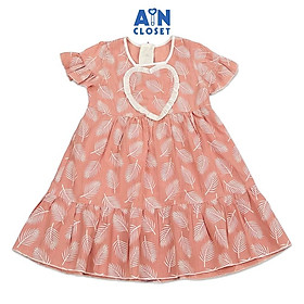 Đầm bé gái họa tiết Lá Hồng cotton. - AICDBGHUBSRF - AIN Closet