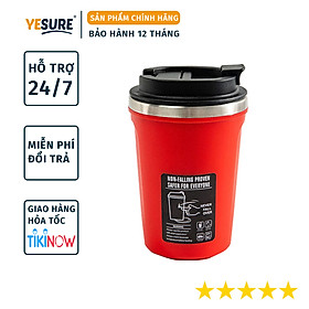 Bình Nước Giữ Nhiệt Trà Cafe Chống Đổ Thông Minh , Vỏ Nhựa , Chất Liệu Cách Nhiệt Inox 304 Cao Cấp , Kiểu Dáng Tinh Tế Năng Động YESURE ( 380ml )