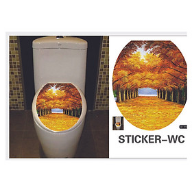 Mua Decal Dán Nắp Bồn Cầu Con Đường Mùa Thu BC12 (37 x 32 cm)