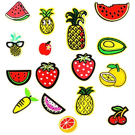 16 Pieces Fruits Design Embroidered Sew Iron on Applique Patches for DIY Crafts