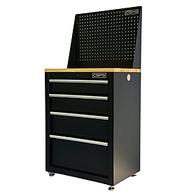 Mua Tủ dụng cụ CSPS 61cm - 04 hộc kéo màu đen chân tăng chỉnh ván gỗ vách lưới (tay cầm trắng)