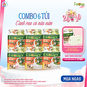 Combo 6 Túi Canh Rau Củ Nấu Nấm Ăn Liền ISoup Sấy Thăng Hoa