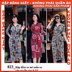 Rập giấy A0 đầm sơ mi thắt eo mã 823 (BẢN VẼ)