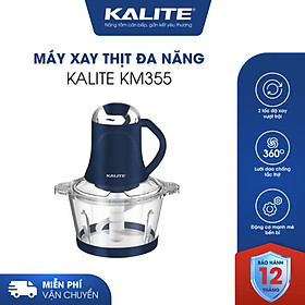 Máy Xay Thịt 2 Cối inox & Thủy Tinh Kalite KM355 (Model New) Đa năng, 2.0L - Công Suất 300W, Kèm Dụng Cụ Bóc Tỏi- Hàng Chính Hãng