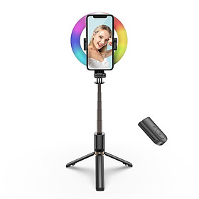 Chân máy selfie 2 trong 1 RGB Ring Fill Light 6 inch 9 màu Chế độ đèn flash với Có thể điều chỉnh Chiều cao 93cm 