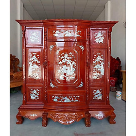 Mua Tủ Thờ Gỗ Tràm Bụng Phệ  Tủ thờ gia tiên gỗ tràm bông vàng ngang 148 cm (FREESHIP 50 KM )