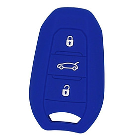Silicone Car Key Case Cover Fit for AUDI Smart 3 Buttons Remote Key Fob Protective Case Shell Dark Blue