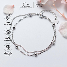 Lắc tay bạc moonsilver vòng tay bạc dây kép kết hợp bi nhỏ