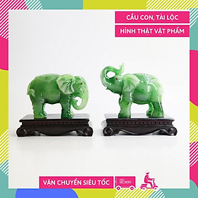 Mua Cặp tượng Voi xanh phong thủy cầu tài lộc - Cao 12cm