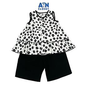 Bộ quần áo lửng bé gái họa tiết Hoa Đen cotton - AICDBGCXBPJ2 - AIN Closet
