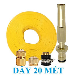 Bộ dây vòi xịt nước rửa xe, tưới cây . tăng áp 3 lần, loại 20m 206701 đầu đồng,cút đồng,+ tặng mở chai
