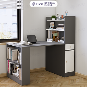 Bàn Học, Bàn Làm Việc Kết Hợp Kệ Sách FD04 FIVO, Gỗ Chống Ẩm Cao Cấp, Lắp Ráp Đơn Giản, Thiết Kế 3 Trong 1