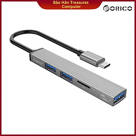 Bộ Chia USB Orico Type C ra 4 cổng USB 3.0 & USB 2.0/ TF AH-12F-GY-BP - Hàng Chính Hãng