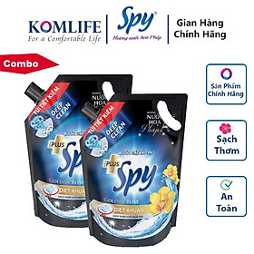 Combo 2 túi nước giặt xả SPY Deep Clean Plus 2,6kg khử mùi diệt khuẩn hương nước hoa Pháp lưu hương dài lâu