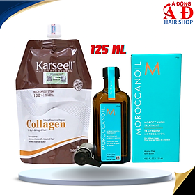 Combo túi ủ tóc Collagen Karseell 500ml tặng chai tinh dầu dưỡng tóc Moroccanoil Treatment 125ml - Chính hãng