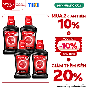 Bộ 4 Nước súc miệng Colgate trắng răng Optic White Charcoal Freshmint 500ml/chai