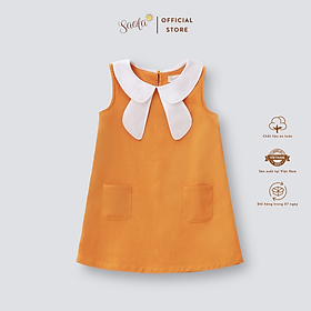 Váy Bé Gái Dáng Chữ A Bâu Cổ Tròn Phối Nơ Xinh Xắn - AILALLA DRESS - DRL016 - SAOLA KIDS CLOTHING