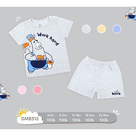 Bộ cộc tay bé trai 6-36 tháng, Bộ hè cho bé hình ngộ nghĩnh vải cotton co giãn tốt thấm hút mồ hôi tốt