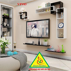 Bộ kệ ti vi treo tường trang trí - nội thất lắp ráp