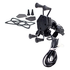 Giá Đỡ Điện Thoại Kiêm Bộ Sạc Cổng USB Kiểu Chữ X Chống Thấm Nước Cho Xe Máy