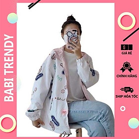 Áo khoác nam nữ 2 mặt in hình gấu unisex phong cách hàn quốc siêu đẹp Form Rộng – ST37 – babitrendy