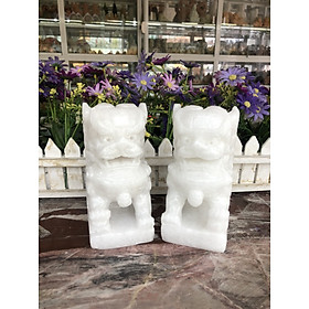 Mua Cặp Kỳ Lân phong thủy đá cẩm thạch trắng - Cao 15 cm