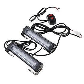 1 Pair Universal Car Grill Flashing COB LED Light Bar with Switch Kit - Red and Blue