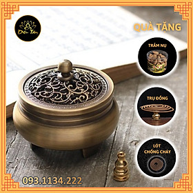 Mua Lư đốt trầm hương bằng đồng tặng kèm 45 trầm nụ