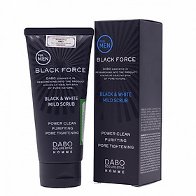 Sữa Rửa Mặt Dành Cho Nam Dabo Black Force Mild Scrub Cleanser Than Hoạt Tính Kháng Khuẩn, Ngừa Mụn, Sạch Nhờn (120ml) - Hàng Chính Hãng