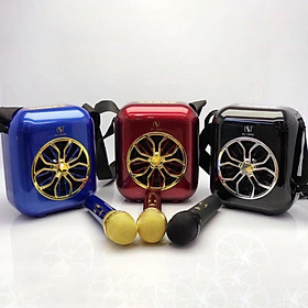 Hình ảnh Loa karaoke bluetooth YS 202 - Tặng kèm 2 micro không dây sạc tự động âm bass trầm ấm không hú rè rít tiết kiệm pin