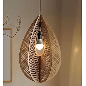 Đèn gỗ trang trí đan xen vuông chi tiết dùng trang trí nhà ở, khách sạn