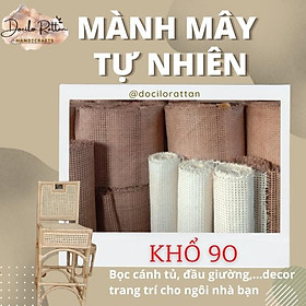 [KHỔ 90 ] Mành lưới mây THẬT mắt cáo màu TỰ NHIÊN, màu TẨY TRẮNG bọc cảnh cửa, cánh tủ, đầu giường