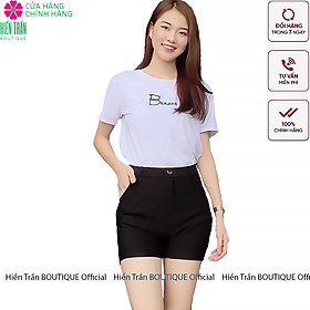 Quần short nữ Hiền Trần BOUTIQUE cạp cao chất vải Umi Hàn cao cấp co giãn tốt tôn dáng