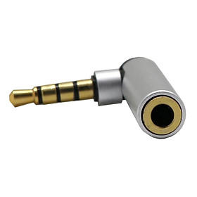 3.5mm Male to Female Audio Adapter Right Angle  Plug Converter Silver