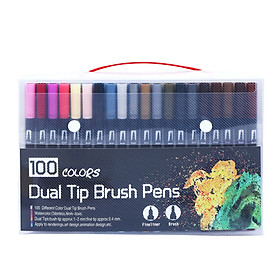 100pcs Double-end Marker Pen Painting Water-based Marker Pen Set Student Drawing Color Marker Pen Kit