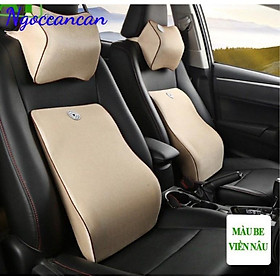 Bộ Gối Tựa Đầu Và Tựa Lưng Cao Su Non Cao Cấp Dành Cho Ô Tô Xe Hơi