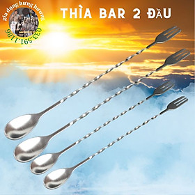 Thìa bar pha chế inox | THÌA KHUẤY 2 ĐẦU dài 32cm INOX CHO QUẦY BAR PHA CHẾ