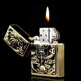 Mua Vỏ Hột Quẹt Bật Lửa Zorro Z91226 Họa Tiết Rồng Cuộn Mây Đẹp Độc Lạ Màu Vàng - Dùng Xăng Bấc Đá Cao Cấp