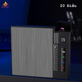 Mua Hộp đựng thuốc la kiêm bật lửa điện độc lạ sạc pin tạo 4 tia plasma chống gió