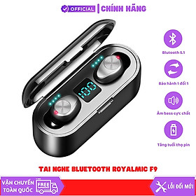 Mua Tai Nghe Bluetooth True Wireless ROYALMIC F9 5.0 Cảm Ứng Vân Tay  Nâng Cấp Dock Sạc có Led Báo Pin Kép - Hàng Chính Hãng