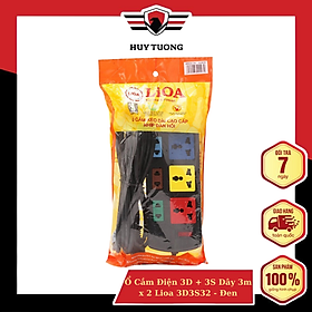 Ổ Cắm Điện 3D + 3S Dây 3m x 2 Lioa 3D3S32 - Đen