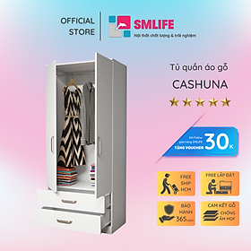 Tủ quần áo gỗ hiện đại SMLIFE Cashuna | Gỗ MDF dày 17mm chống ẩm | D80xR47xC180cm