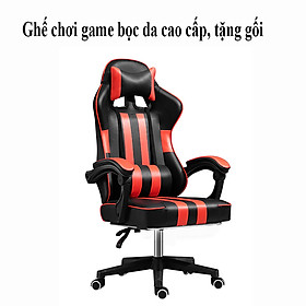 Mua Ghế gaming - ghế chơi game bọc da cao cấp ngồi làm việc chơi game đa năng chân xoay 360  TẶNG GỐI
