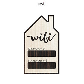 Bảng gỗ trang trí ghi thông tin wifi LEVU TW06S thiết kế ngôi nhà độc đáo