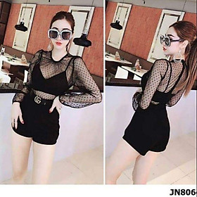 Jump ngắn tay dài phối voan bi sexy