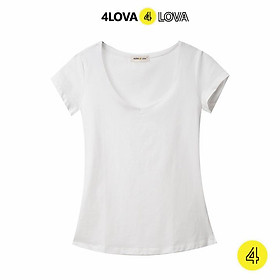 Áo thun trơn nữ 4LOVA cộc tay chất vải cotton cao cấp mềm mát, kiểu dáng cổ tròn và cổ tim