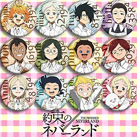 Combo 12 huy hiệu THE PROMISED NEVERLAND - MIỀN ĐẤT HỨA anime