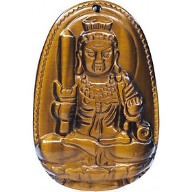 Mặt dây chuyền Bất Động Minh Vương đá Mắt Hổ Vàng tự nhiên - Phật Độ Mạng cho người tuổi Dậu - PBMTIG07 (Mặt kèm sẵn dây đeo)