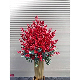 Mua Cành đào đông đỏ - Hoa giả trang trí - Hàng loại 1 bóng đẹp