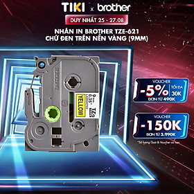 Nhãn In Tiêu Chuẩn TZE Brother Tze-621 Chữ Đen Trên Nền Vàng (9mm) - Hàng chính hãng